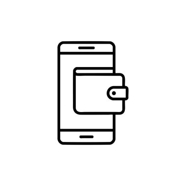 Dijital cüzdan ve akıllı telefon hattı simgesi