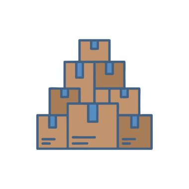 Nakliye için karton kutu simgesi yığını
