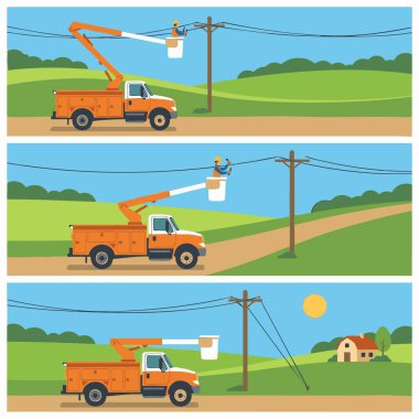 Kırsal Kova Kamyonu Telefon Hattı Tamiri