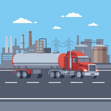 Endüstriyel yolda yakıt tankeri.