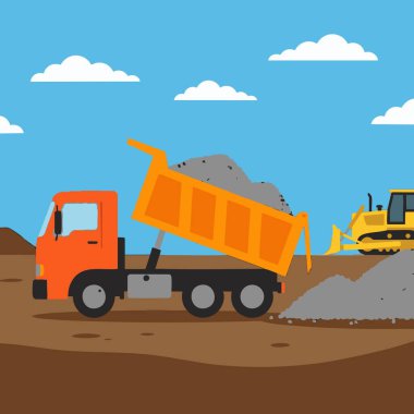 Çakıl Taşıyan Kamyon Şantiyede