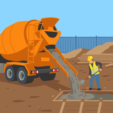 Çimento Karıştırıcı Bölgeye Beton Döküyor