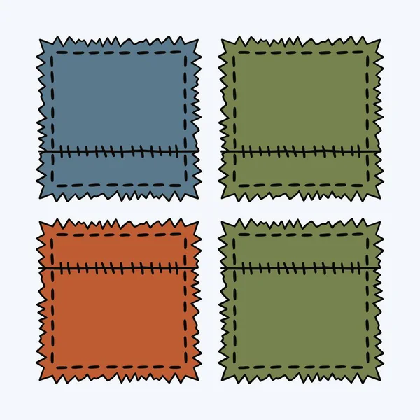 Düzensiz dikişleri ve yıpranmış kenarları olan el yapımı kumaş ızgaraları.