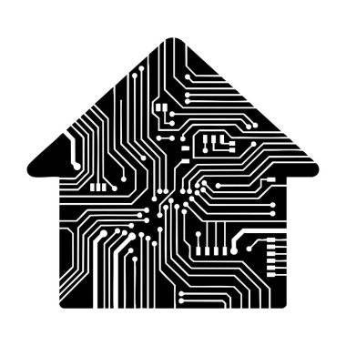 Dahili devre yolları olan ev silueti