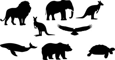 Vahşi hayvan silueti seti