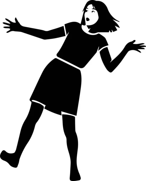 Elleri Kalkmış Şaşırmış Kadın Silueti