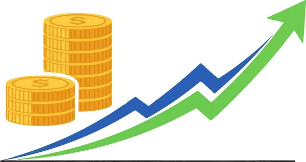 Yükselen madeni paralar ve okla mali büyüme tablosu