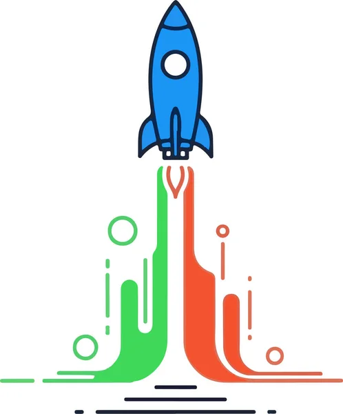 Girişim roketi iş büyüme konsepti çizimi ile fırlatılıyor