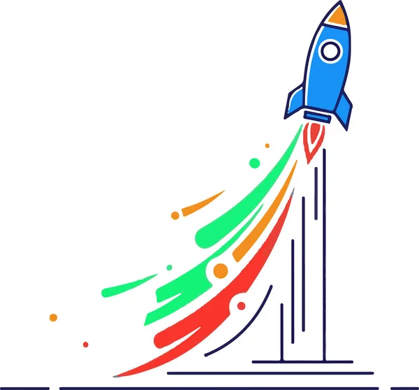 Girişim roketi iş büyüme konsepti çizimi ile fırlatılıyor
