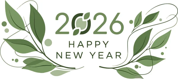2026 Mutlu Yıllar Yeşil Yaprak Tasarımı Çizimi