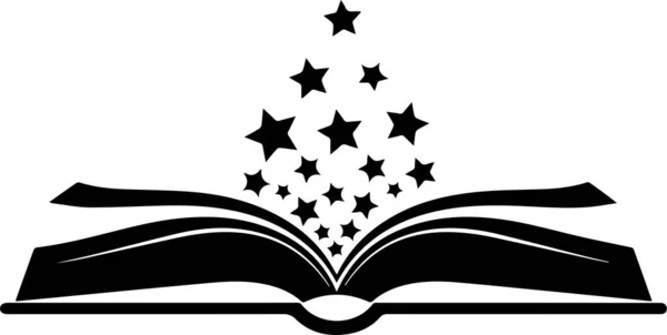 Yıldızlı Sihirli Kitap Açık Kitap Vektörü İllüstrasyonu