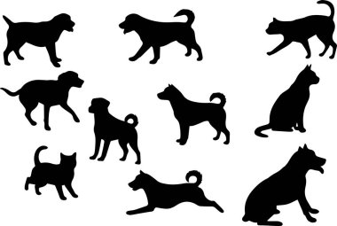 Evcil Köpek ve Kedi Siluetleri Koleksiyonu