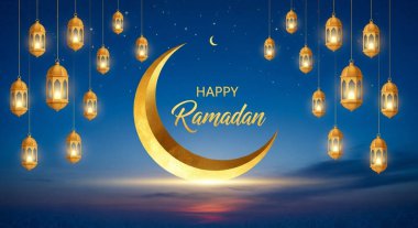 Mutlu Ramazan Kareem, Altın Ay ve Asılan Fenerlerle selamlar.