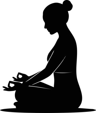 Serene Woman Silhouette Nilüfer Yogası Pozu 'nda Meditasyon
