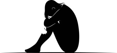 Üzgün Kadın Silueti Yalnız Oturuyor Bunalımlı İllüzyon