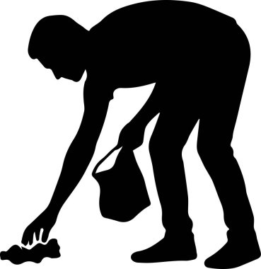 Plastik Şişe Çöpü Siluetini Toplayan Adam