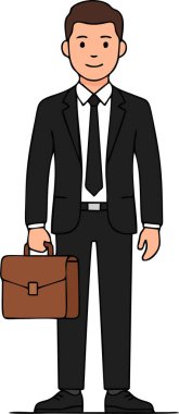 Başarılı İşadamı Beyaz Arkaplanda Evrak Çantası İle Duruyor