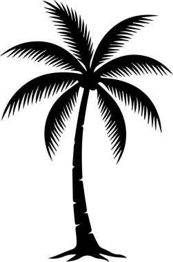 Siyah ve Beyaz Minimalist Palmiye Ağacı Silüeti Çizimi
