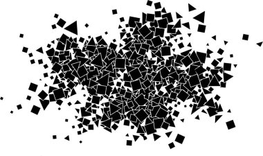 Parçalanmış Geometrik Şekillerin Soyut Patlaması Üçgenler ve Kareler Parçacıkları