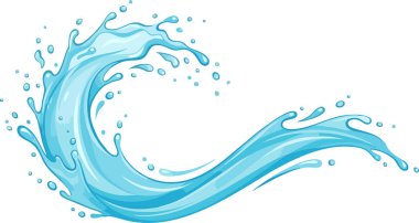 Dinamik Mavi Su Damlacıkları ve Okyanus Dalgası