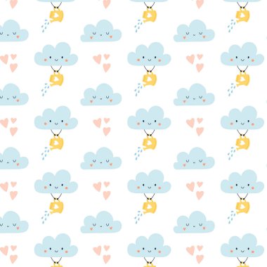 Güzel tavşanlar, civcivler, yumurtalar ve bahar çiçekleriyle el yapımı Paskalya çıkartması. Bebek dekoru, çıkartmalar, tebrik kartları ve eğlenceli tasarımlar için yumuşak pastel renkte düz vektör illüstrasyonu.