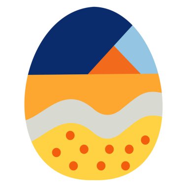 Geometrik Paskalya Yumurtası Düz Vektör İllüstrasyonu Beyaz Arkaplanda İzole Edildi