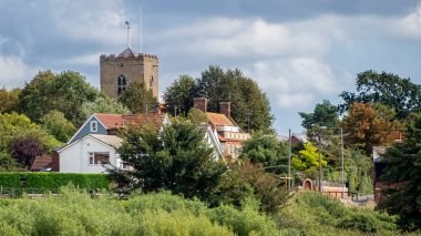 WEST MERSEA, ESSEX, UK - AUGUST 31, 2018:   Exterior view of St Peter and St Pauls Church in summer