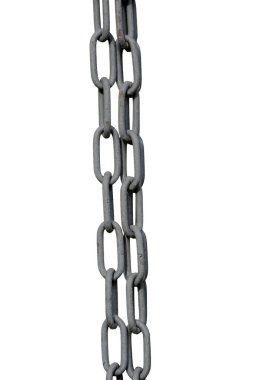 Galvanize kaplama zincir beyaz arka planda izole asılı