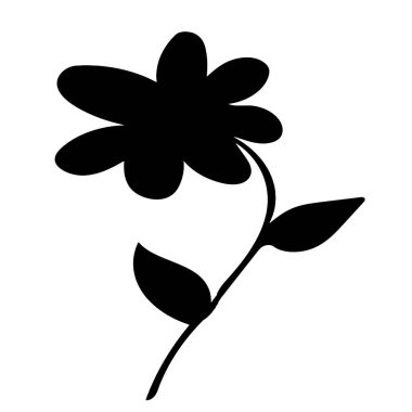 tek çiçek siyah siluet tasarım grafik vektörü farklı dekoratif projeler için kullanışlıdır