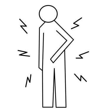 Tam vücut ağrısı çeken insan ikonu. Tıbbi acı ikonu.