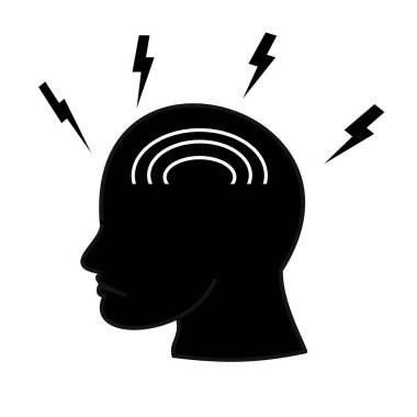 Beyin minimalist ikona sahip insan baş ağrısı tıbbi ikonu sağlık projeleri silueti için kullanışlı