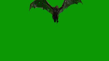 Fantezi Ejderha İniş Sahnesi 3 boyutlu Canlandırma Yeşil Ekranda