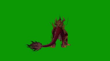 Epic 3D Dragon boşta Sahne Arkası Yeşil Ekran Animasyonu, Fantezi Yaratık VFX