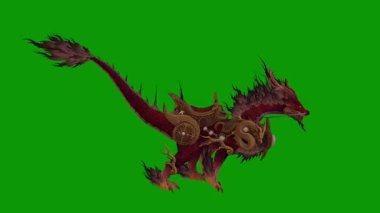 Efsanevi 3D Ejderha Koşu Sahnesi Yeşil Ekran Animasyonu, Fantezi Yaratık VFX