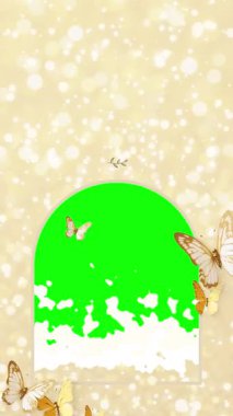 Yaratıcı video projeleri için ışıltılı arkaplanı olan canlı kelebek yeşil ekranı.