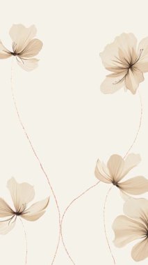 Yumuşak, nötr tonları olan narin bir çiçek aranjmanı, arka plan veya zarif davet tasarımları için mükemmel. Minimalist ve rahatlatıcı estetik.