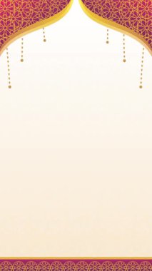 Karmaşık desenli dekoratif bir İslami çerçeve, Ramazan kutlamaları, bayram kutlamaları ve kültürel tasarımlar için mükemmel. Arkaplan ve festival projeleri için kullan.