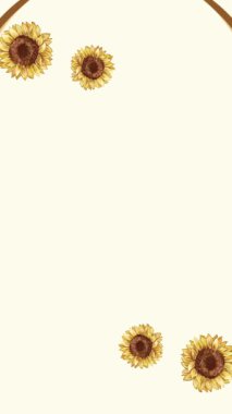 Davetiyeler için zarif bir ayçiçeği tasarımı, düğünler, doğum günleri ve kutlamalar için mükemmel. Kişiselleştirilmiş iletiler için özelleştirilebilir şablon.