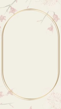 Zarif davetiyeler ve anonslar yapmak için mükemmel bir canlı çiçek çerçevesi. Hassas çiçekler ve altın oval bir özellik..