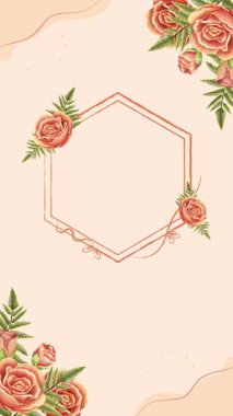 Düğün davetiyeleri ve romantik selamlar için mükemmel, güzel, hareketli bir çiçek çerçevesi. Metinlerinizle özelleştirin.