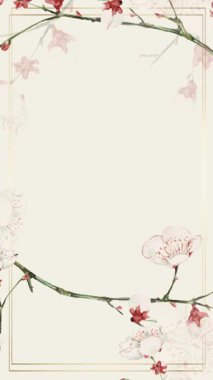 Zarif bir canlı çiçek çerçevesi. Çiçek açan dallar. Her projeye zarafet katmak için mükemmel..