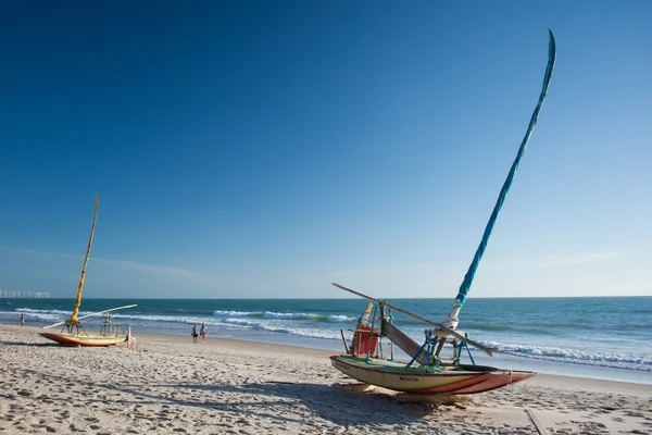 Barcos en la costa, Canoa Quebrada — Foto de Stock