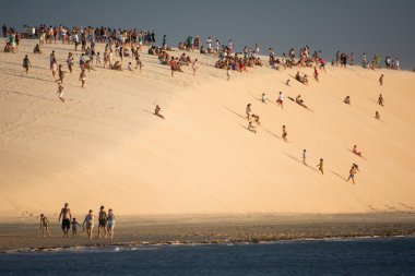 dunes üzerinde kişi ile plaj manzarası