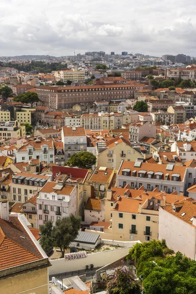 Vacker Utsikt Över Gamla Historiska Stadsbyggnader Centrala Lissabon Portugal — Stockfoto