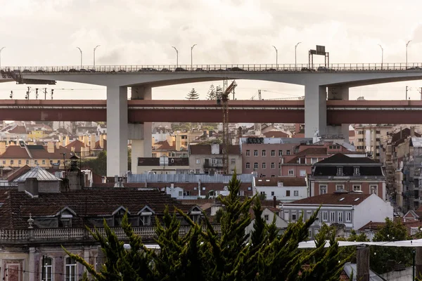 Krásný Výhled Most Abril Přes Řeku Tejo Při Západu Slunce — Stock fotografie