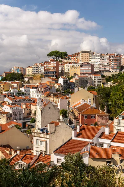 Piękny Widok Miasto Późnym Popołudniem Punktu Widzenia Lizbonie Portugalia — Zdjęcie stockowe