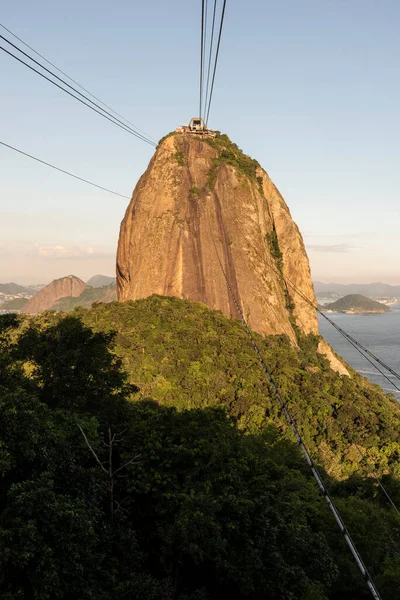 Вид Горной Канатной Дороги Sugar Loaf Проливные Дожди Рио Жанейро — стоковое фото