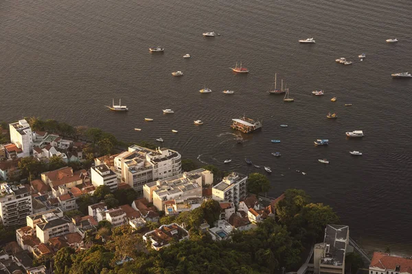 Beautiful View Sugar Loaf Mountain Buildings Boats Urca Rio Janeiro — Stok fotoğraf