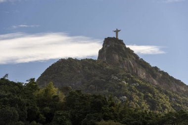 Corcovado Dağı, Tijuca Parkı, Rio de Janeiro, Brezilya 'daki Kurtarıcı İsa Heykeli' ne güzel bir manzara