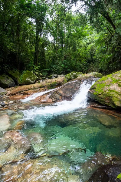 Beautiful Rainforest Waterfall Crystal Clear Water Green Landscape Serrinha Alambari — Stock Photo, Image
